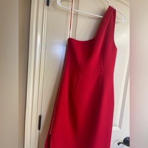 Red, one shoulder, zip up dress, Size 8